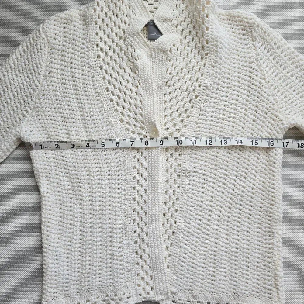 Ann Taylor Ivory Lace Crochet Sweater Cardigan Sz MP (710) - Picture 12 of 14